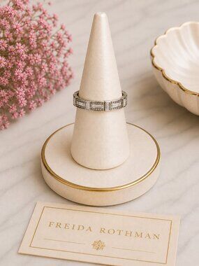 Freida Rothman Sterling Silver Baguette Stone Band Ring Size 9 NEW $125 MSRP